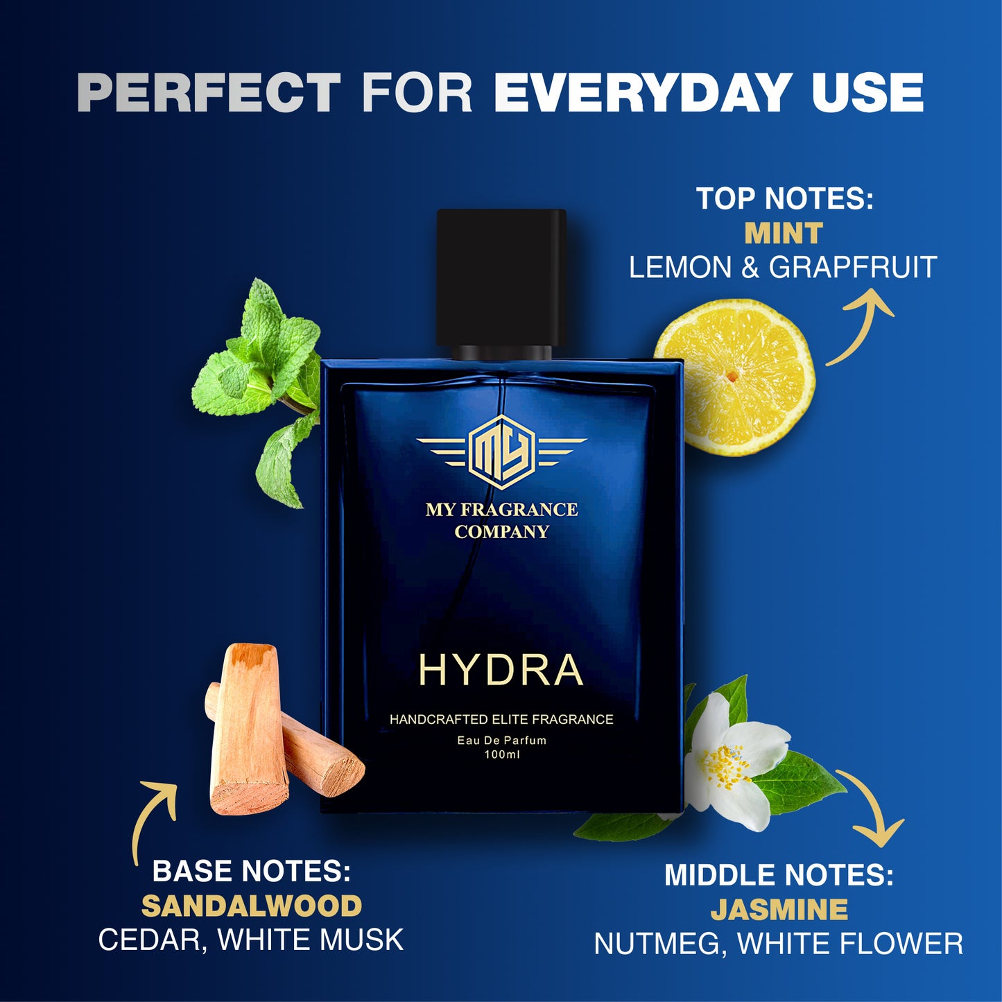 Handcrafted Elite HYDRA Fragrance EDP Perfume For Men - 100ml - MY FRAGRANCE COMPANY