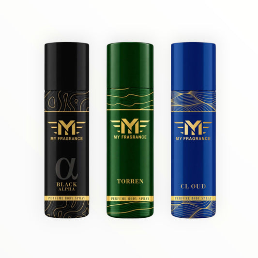 My Fragrance Perfume Body Spray Combo Pack of 3 | Black Alpha, CL OUD & Torren | Long Lasting Premium Body Spray | Flat 50% OFF