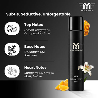 My Fragrance Natural Perfume Spray | Everyday, Fresh, Premium & Long Lasting, Pack of 1 Eau de Parfum  -  60 ml