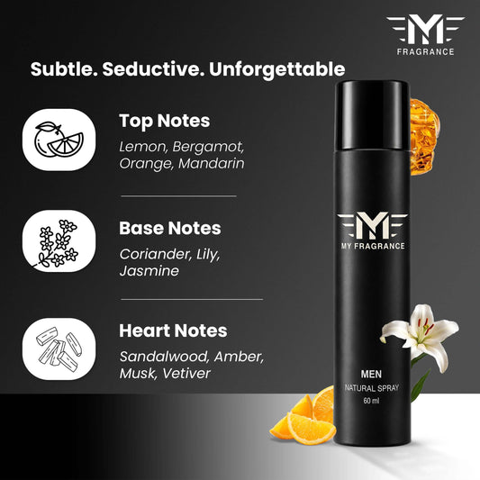 My Fragrance Natural Perfume Spray | Everyday, Fresh, Premium & Long Lasting, Pack of 1 Eau de Parfum  -  60 ml