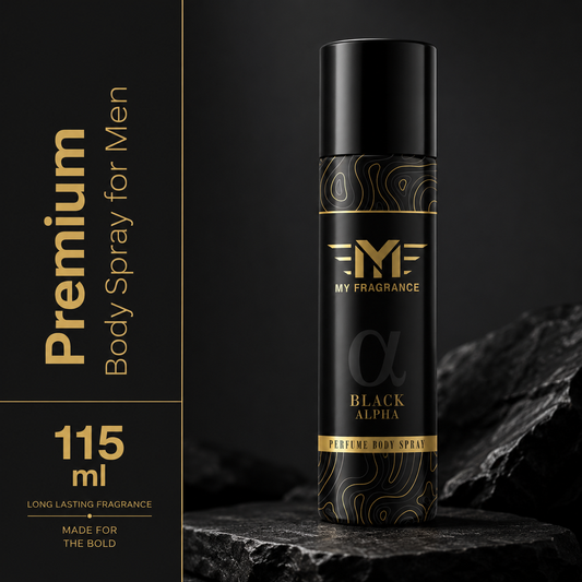 My Fragrance Black Alpha Deo Body Spray | 24h Long Lasting Freshness, No Gas, Bold Masculine Deodorant Spray  -  For Men