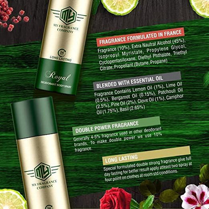 Deodorant Original Royal and Impulse Set For Men & Women 165ml| Deodorant Spray - For Men & Women (330 Ml, Pack Of 2) - MY FRAGRANCE COMPANY
