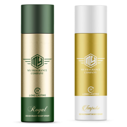 Deodorant Original Royal and Impulse Set For Men & Women 165ml| Deodorant Spray - For Men & Women (330 Ml, Pack Of 2) - MY FRAGRANCE COMPANY