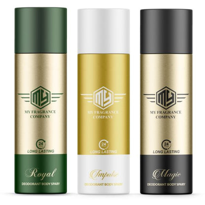 Deodorant Magic, Royal, Impulse Deodorant Set For Unisex (165ml Each, Combo Of 3) - MY FRAGRANCE COMPANY